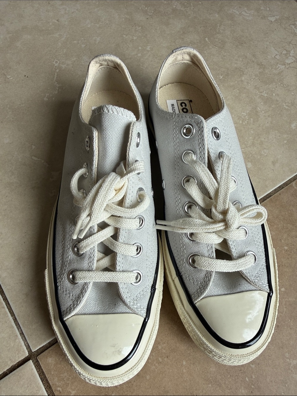 Converse Low Top Canvas Sneakers - Off-White with Black Trim